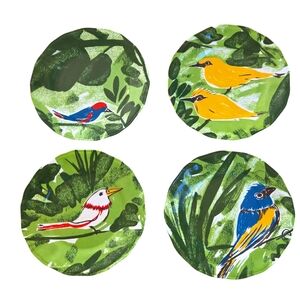 Anthropologie We Love Vera 4 Bird Plates Melamine Vera Neumann Retro Boho MCM